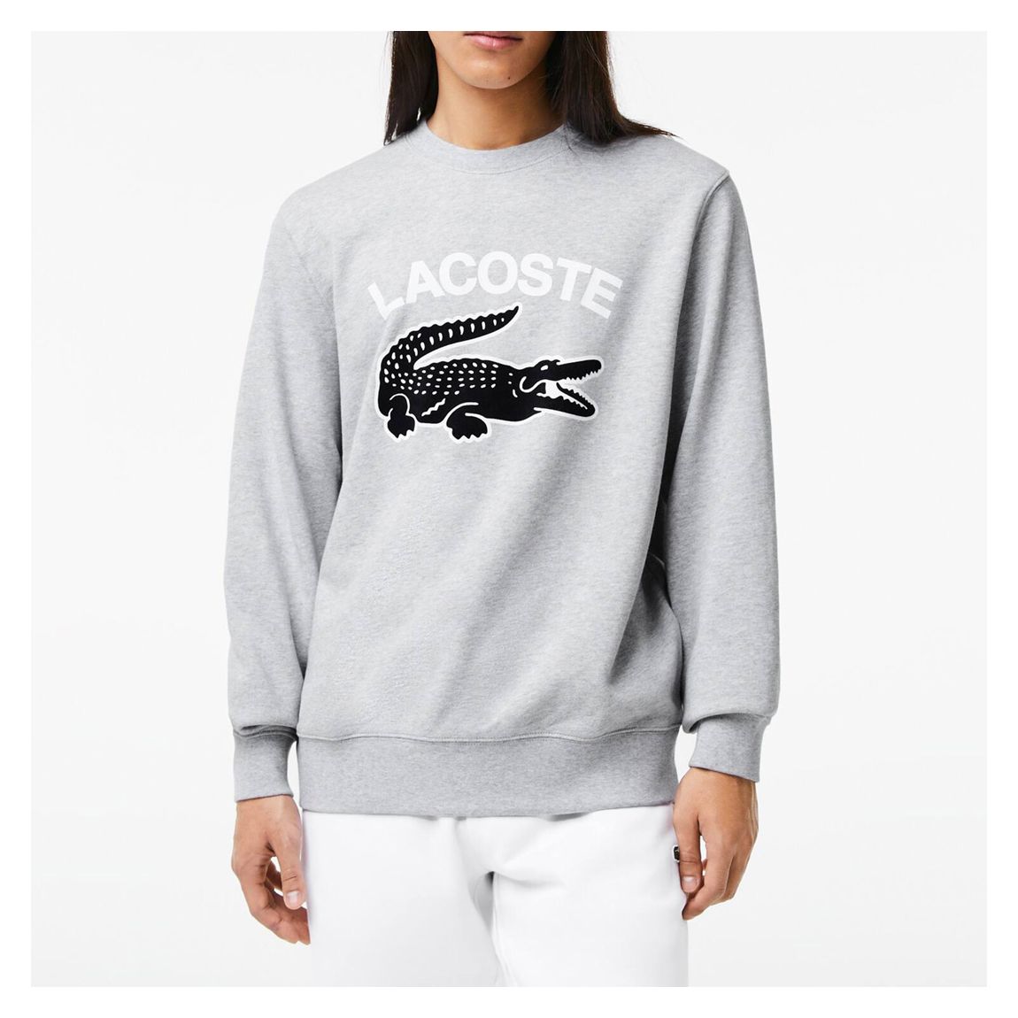 Sweat-Shirt Gris À Col Ras Du Cou En Crocodile Large main product photo