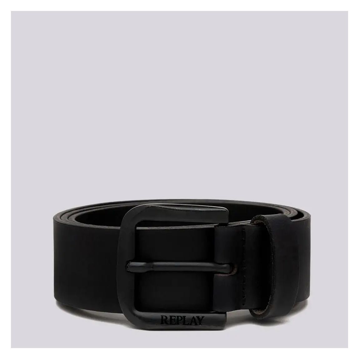 Ceinture À Boucle En Cuir Noir De Marque main product photo