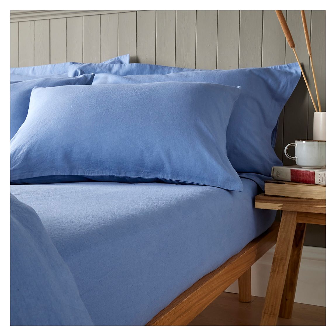 Drap-Housse Superking En Lin Mélangé, Marine main product photo