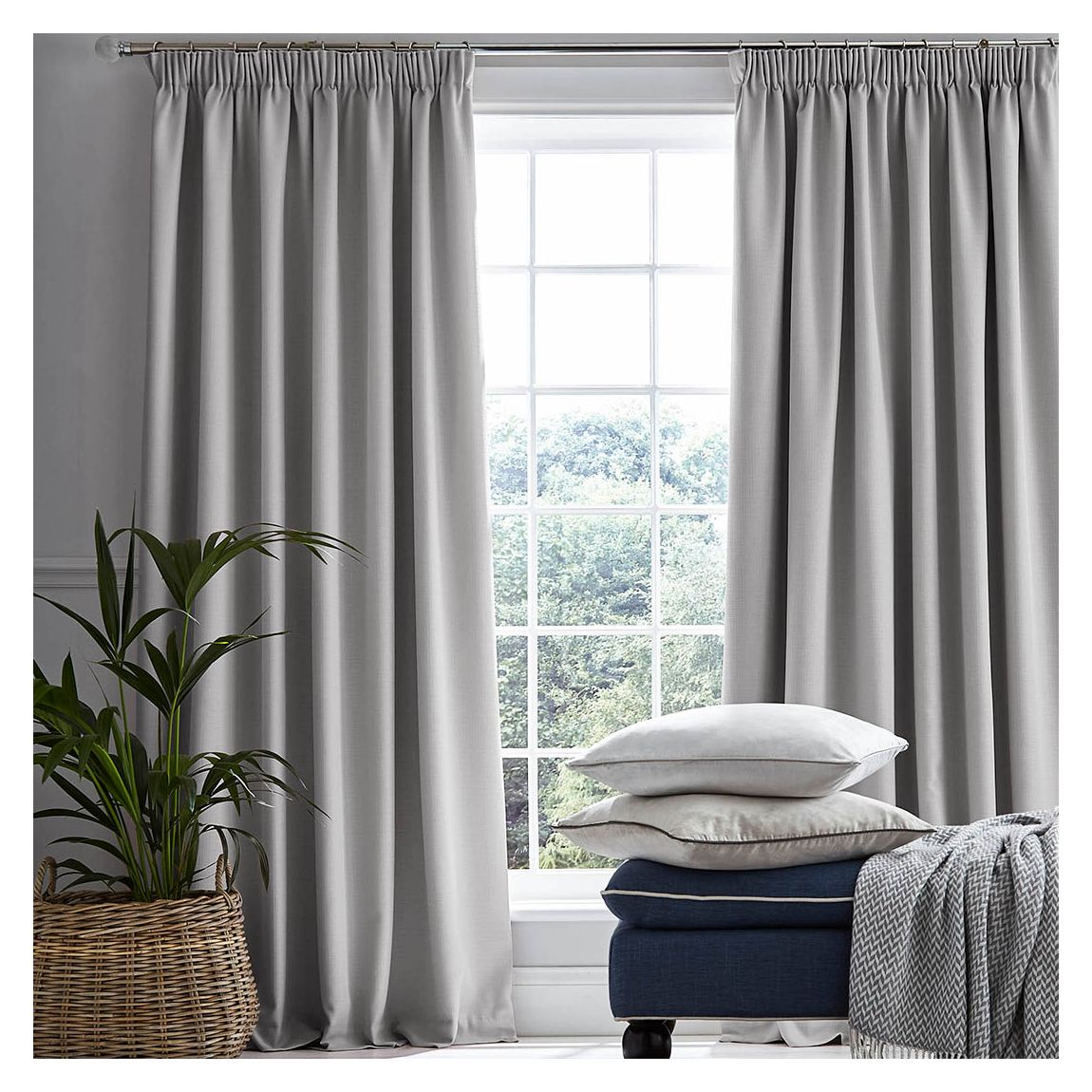 Stephanie 223x228cm Header Tape Black Out Curtains, Steel main product photo