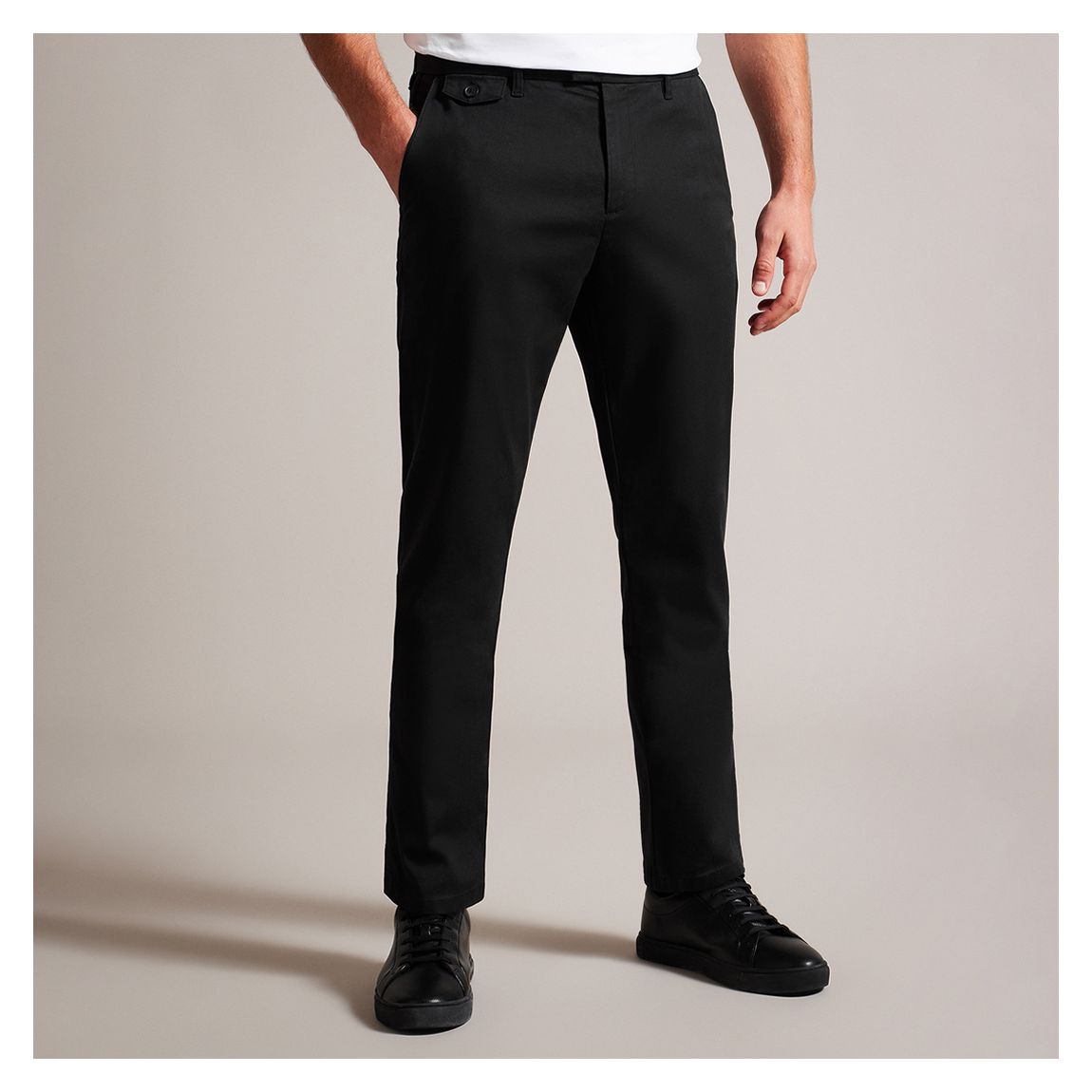 Pantalon Chino Texturé Slim Fit Noir main product photo