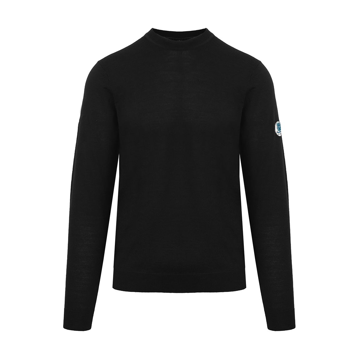 pull noir col ras du cou en laine mélangée main product photo