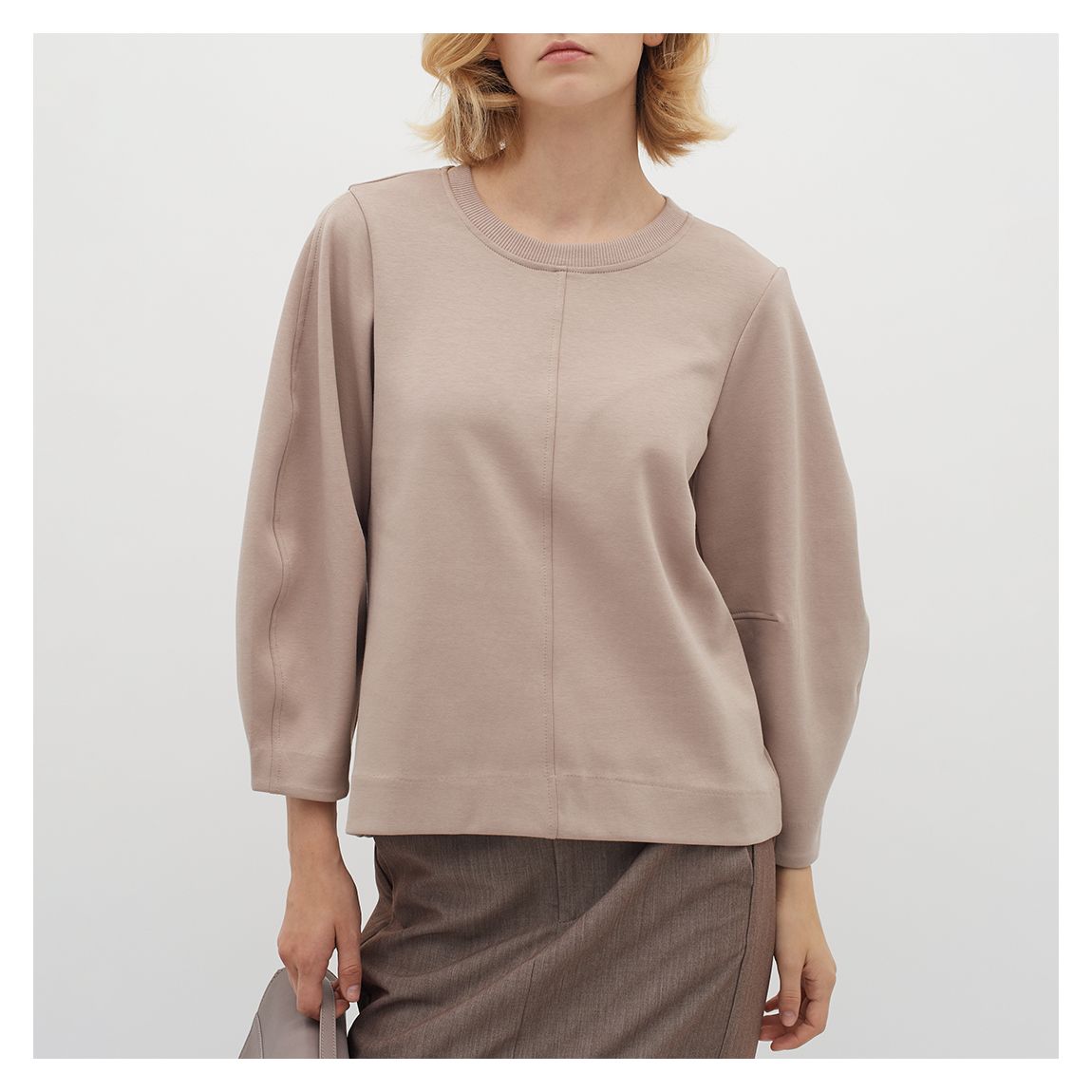 Sweat-Shirt Beige À Col Ras Du Cou main product photo