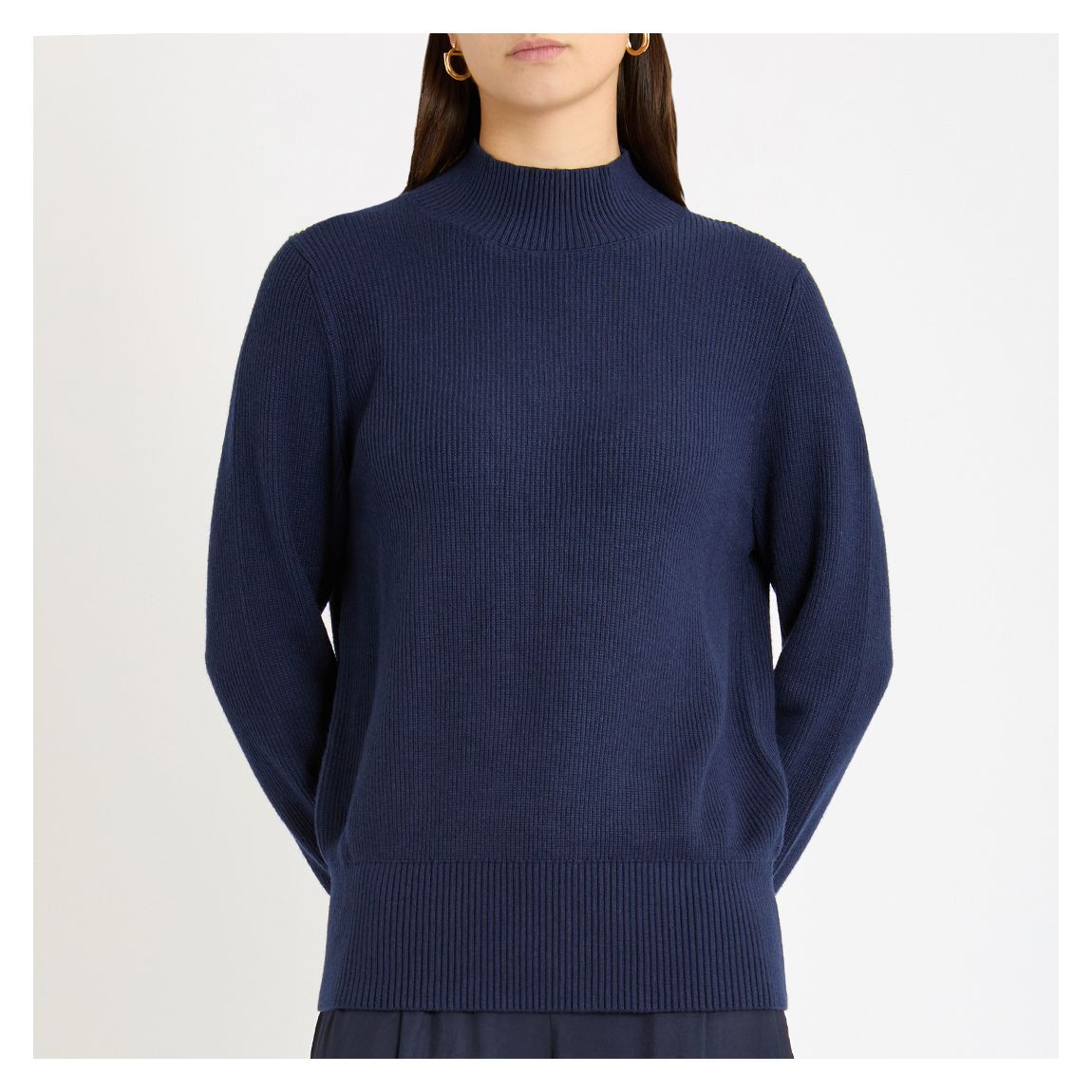 Pull-Over À Col Montant En Cachemire Mélangé Glory Navy main product photo