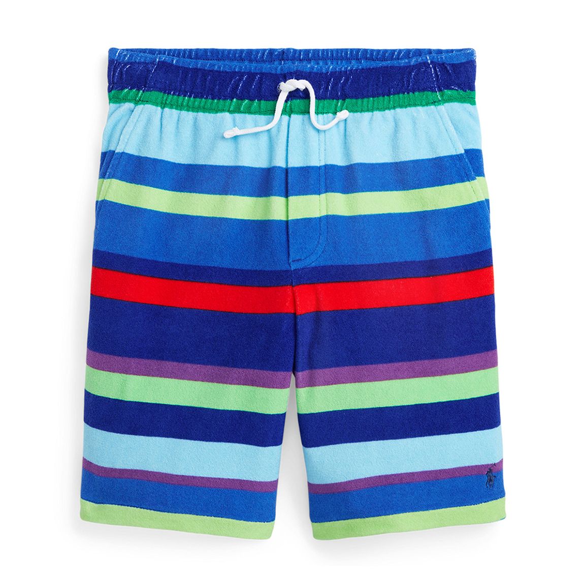 Older Boy's Blue Striped Cotton Blend Shorts main product photo
