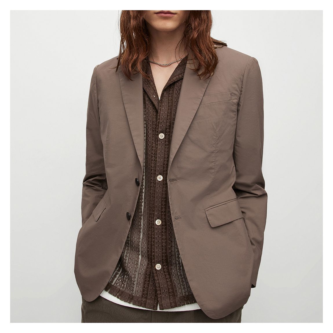 Blazer Canta Marron À Simple Boutonnage main product photo