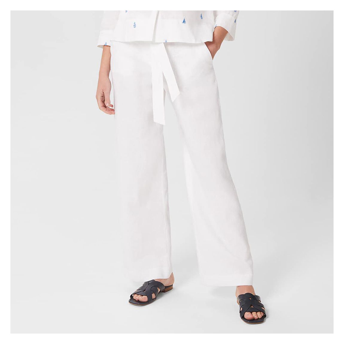 Pantalon En Lin Jacqui Blanc main product photo