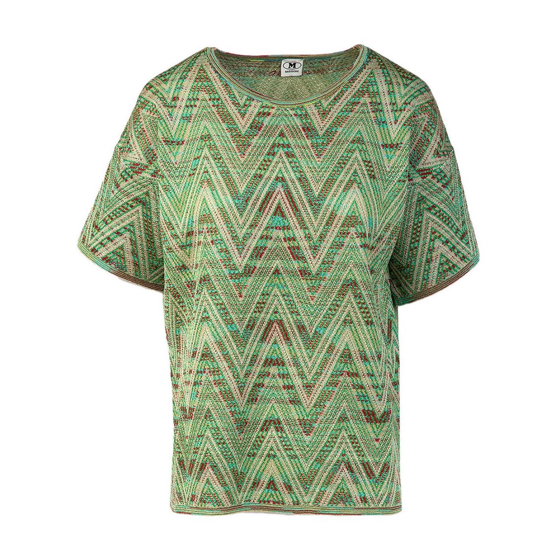 Top En Laine Mélangée Zig Zag Vert/Rouge main product photo