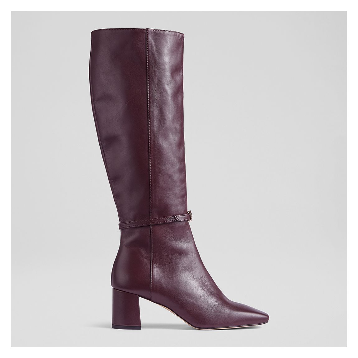 Botte Longue En Cuir Sylvia Bordeaux main product photo