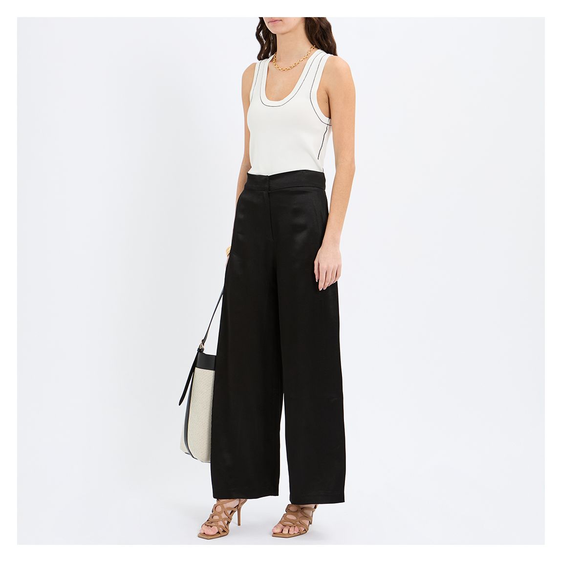 Pantalon En Satin Noir main product photo