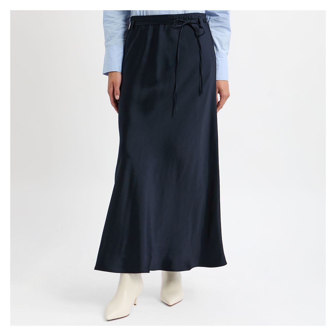 Jupe-Culotte En Satin Marine main product photo