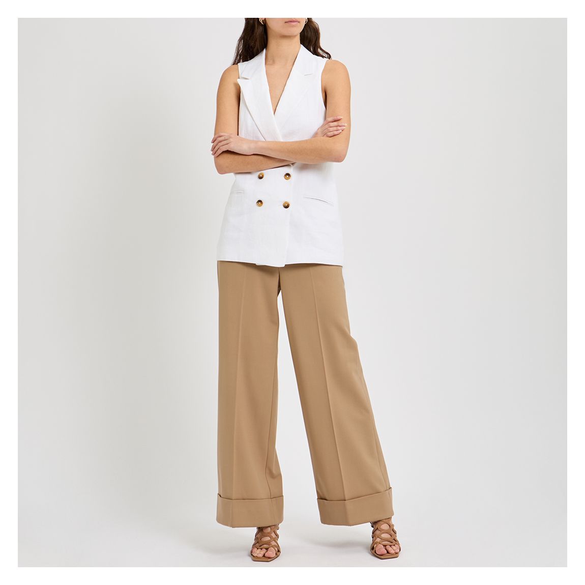 Pantalon En Laine Mélangée Bone main product photo
