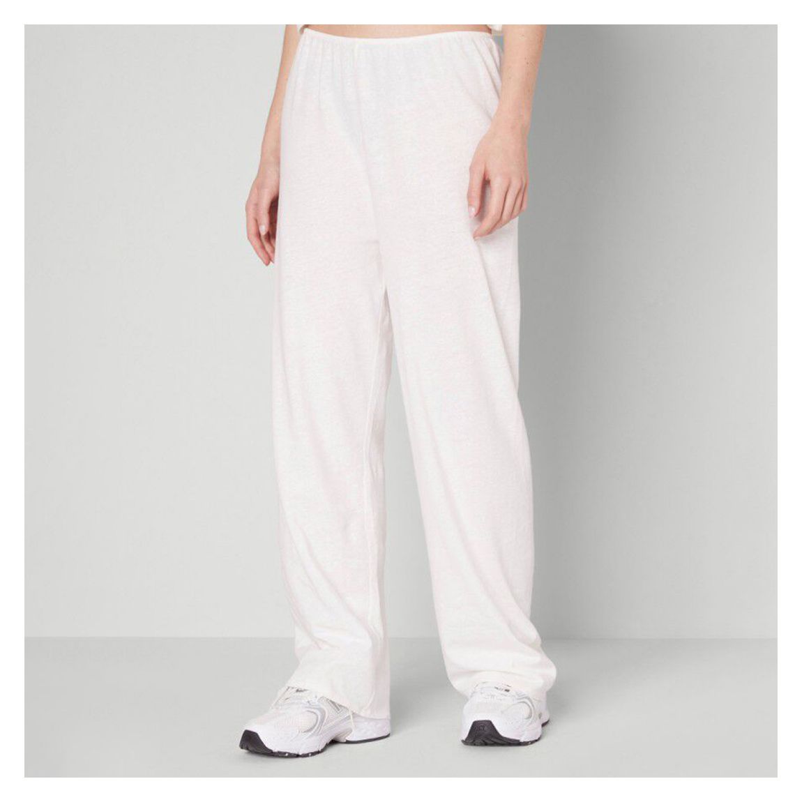 Pantalon Poxson En Coton Blanc Et Lin Mélangé main product photo