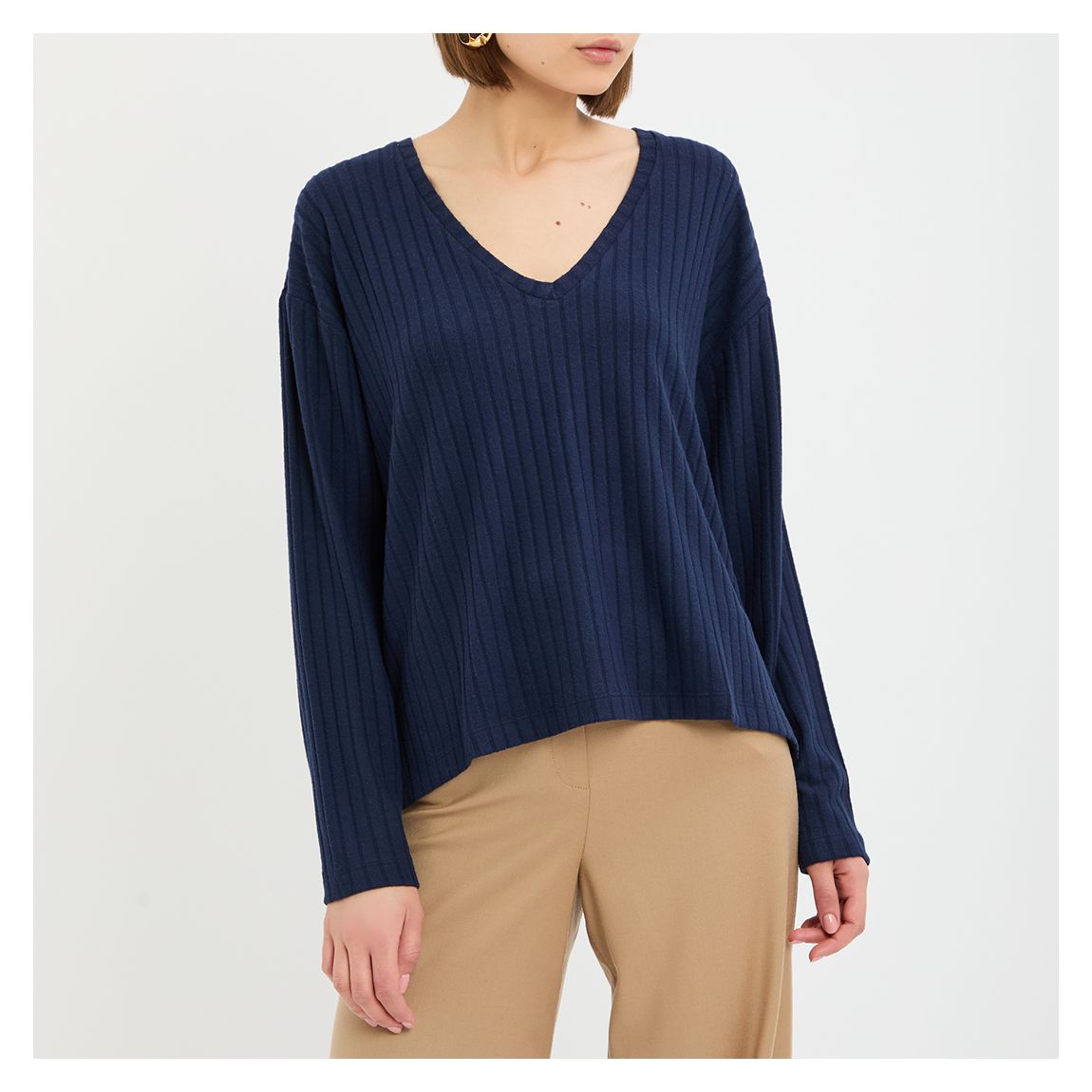 Navy Cara Pull Oversize Côtelé main product photo