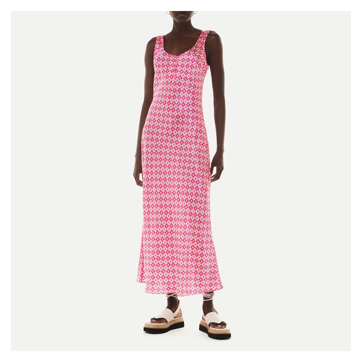 Robe En Soie Mélangée Rose À Deux Tons main product photo