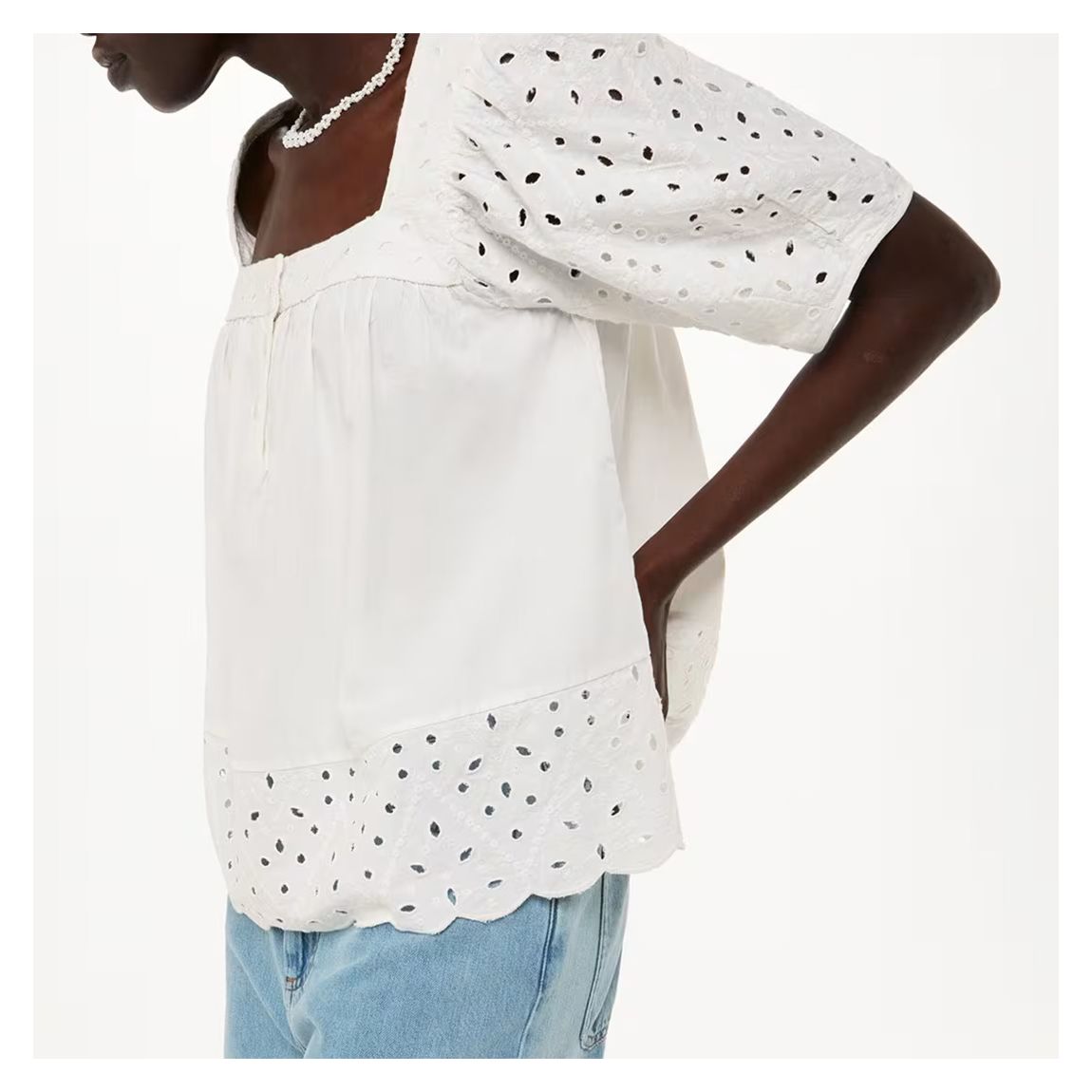 Blouse En Coton Brodé Tera Blanc main product photo