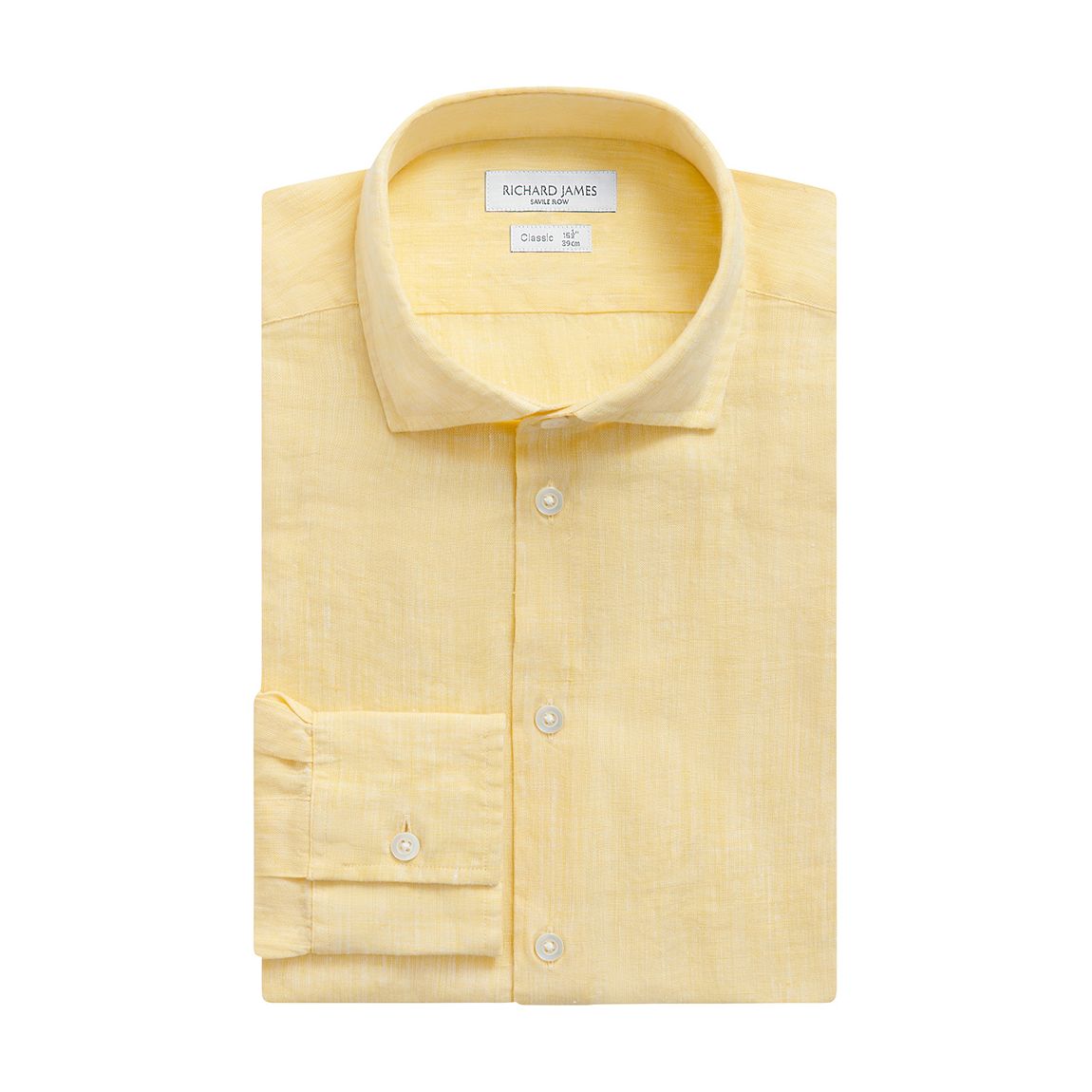 Chemise En Lin Jaune À Coupe Régulière main product photo