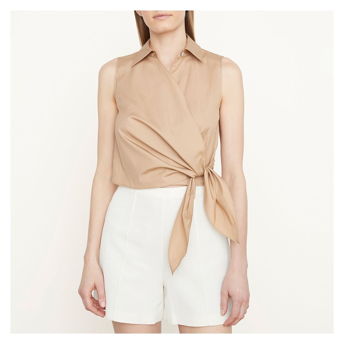 Chemise Enveloppante En Coton Beige main product photo