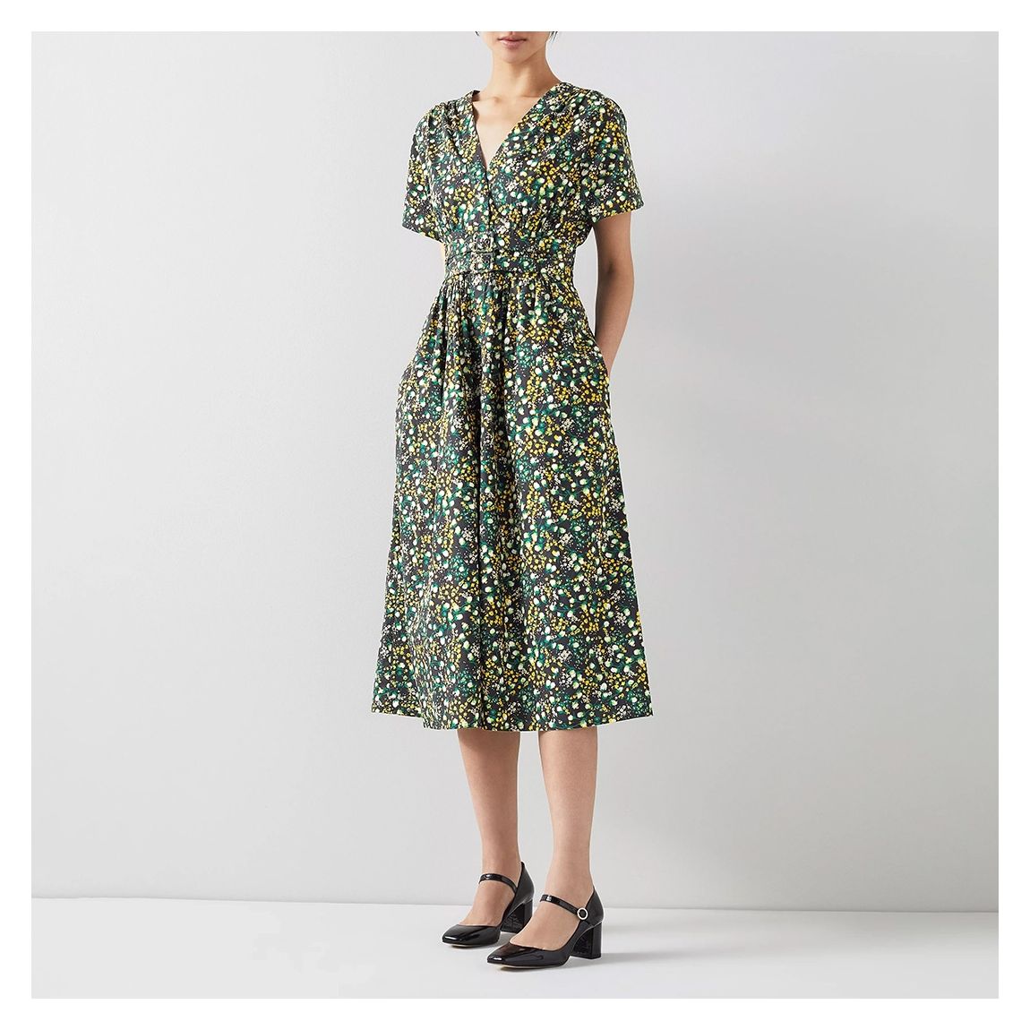 Robe Eva En Coton Fleuri Vert main product photo