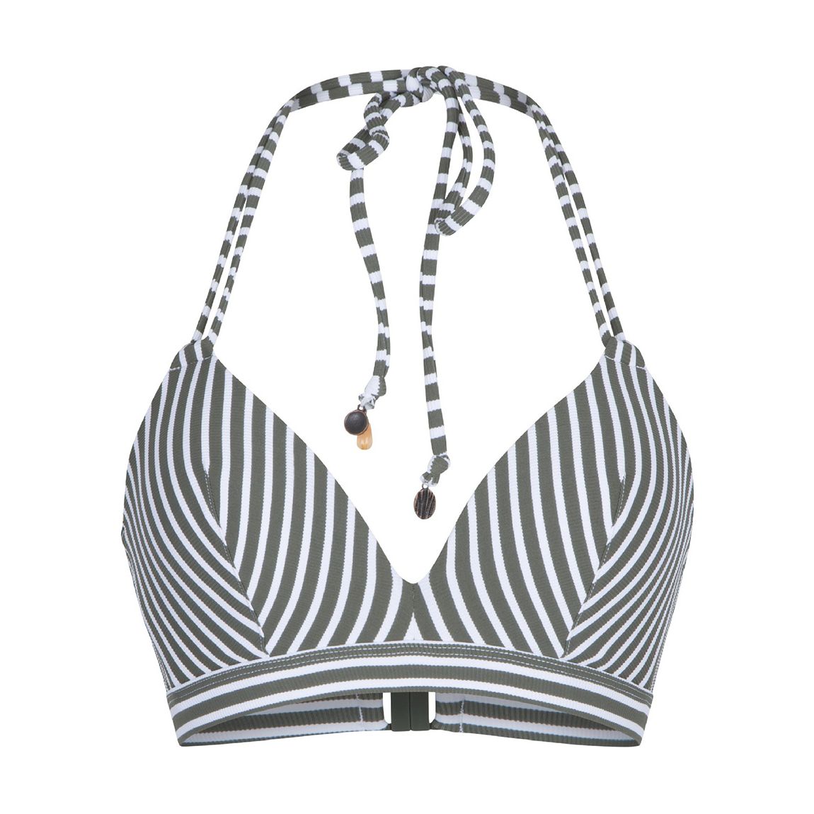 Haut De Bikini Triangle Rembourré À Rayures Vertes main product photo