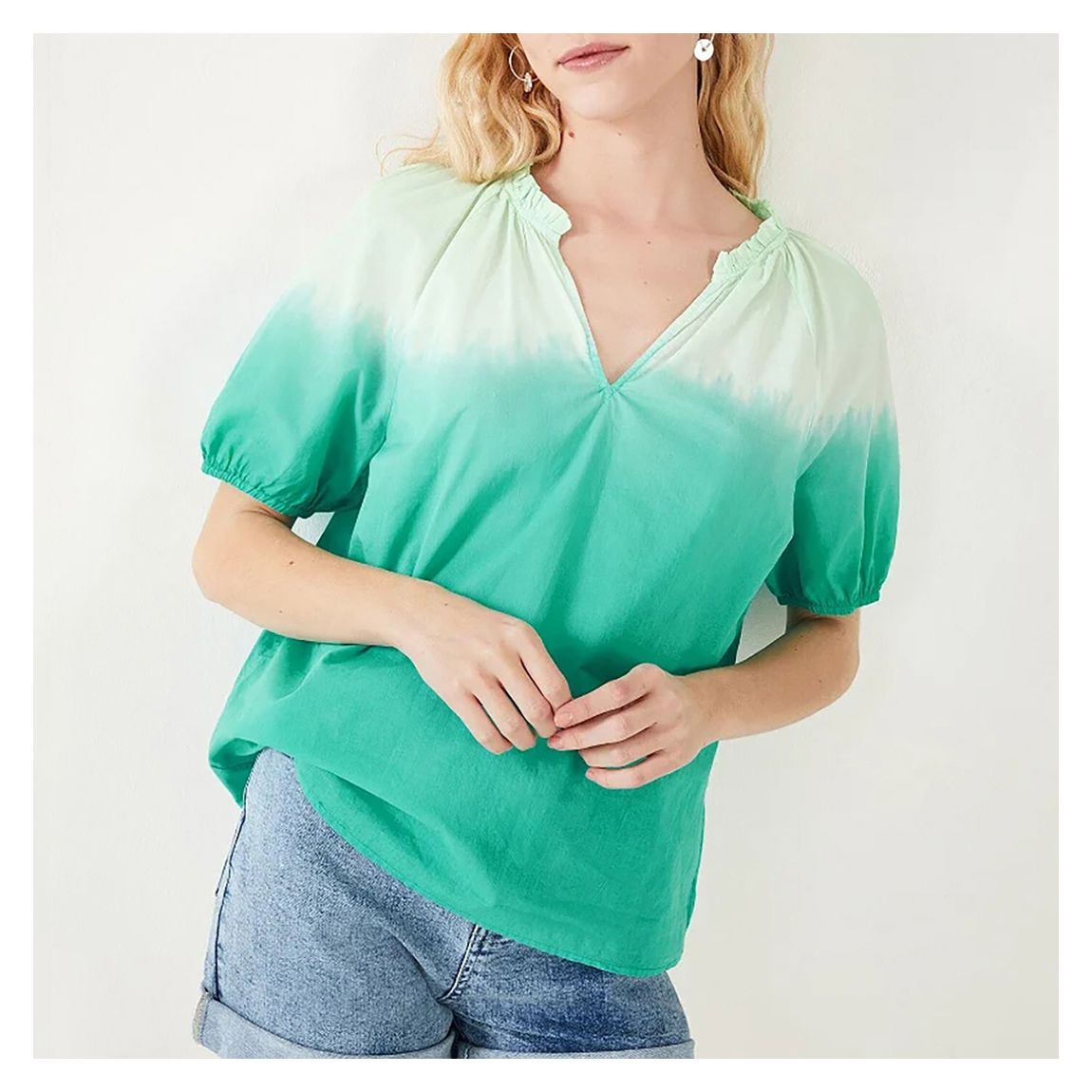 Top En Coton Tie Dye Manu Vert main product photo