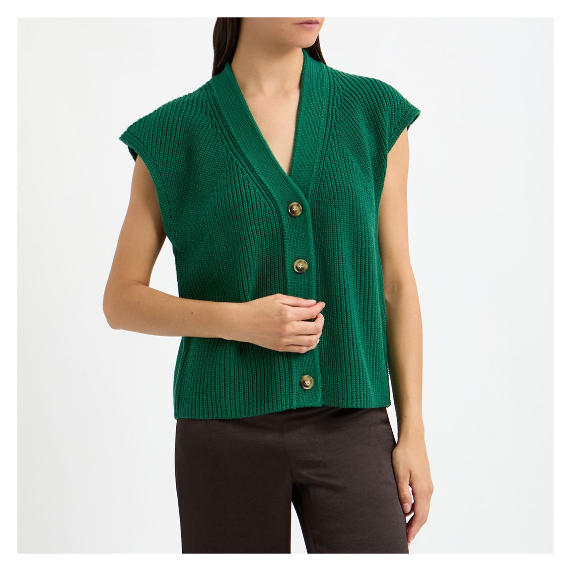 Cardigan Sans Manches Vert main product photo