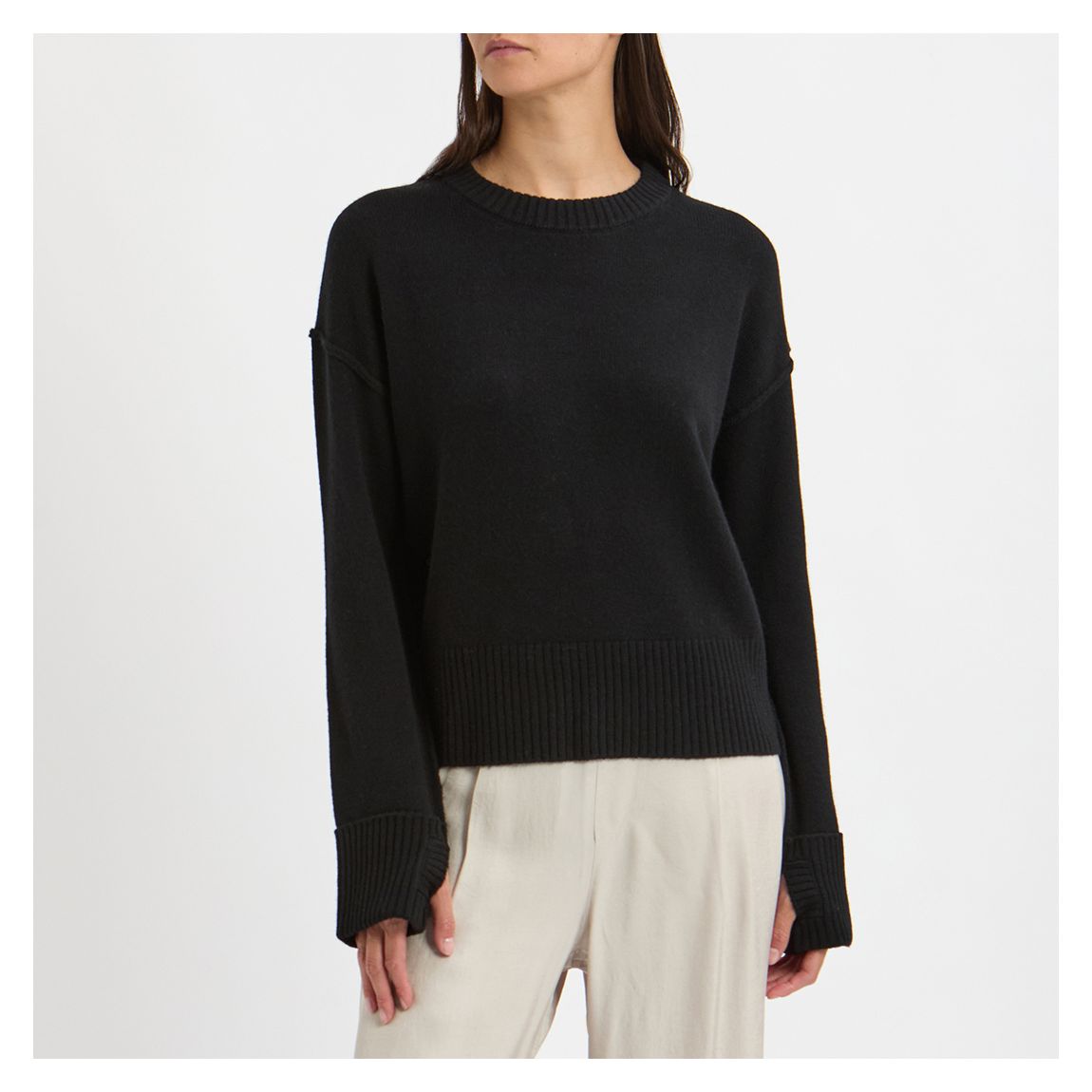 Pull À Col Rond En Cachemire Noir main product photo