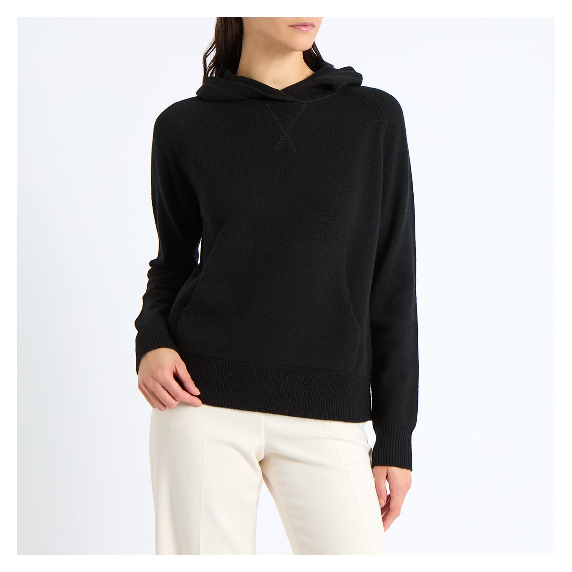 Sweat À Capuche En Cachemire Noir main product photo