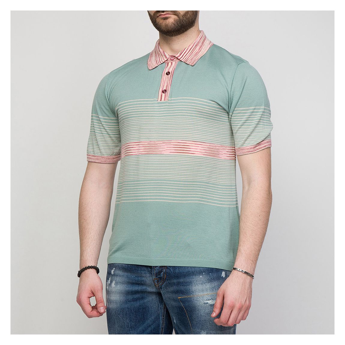 Polo En Laine À Rayures Menthe main product photo