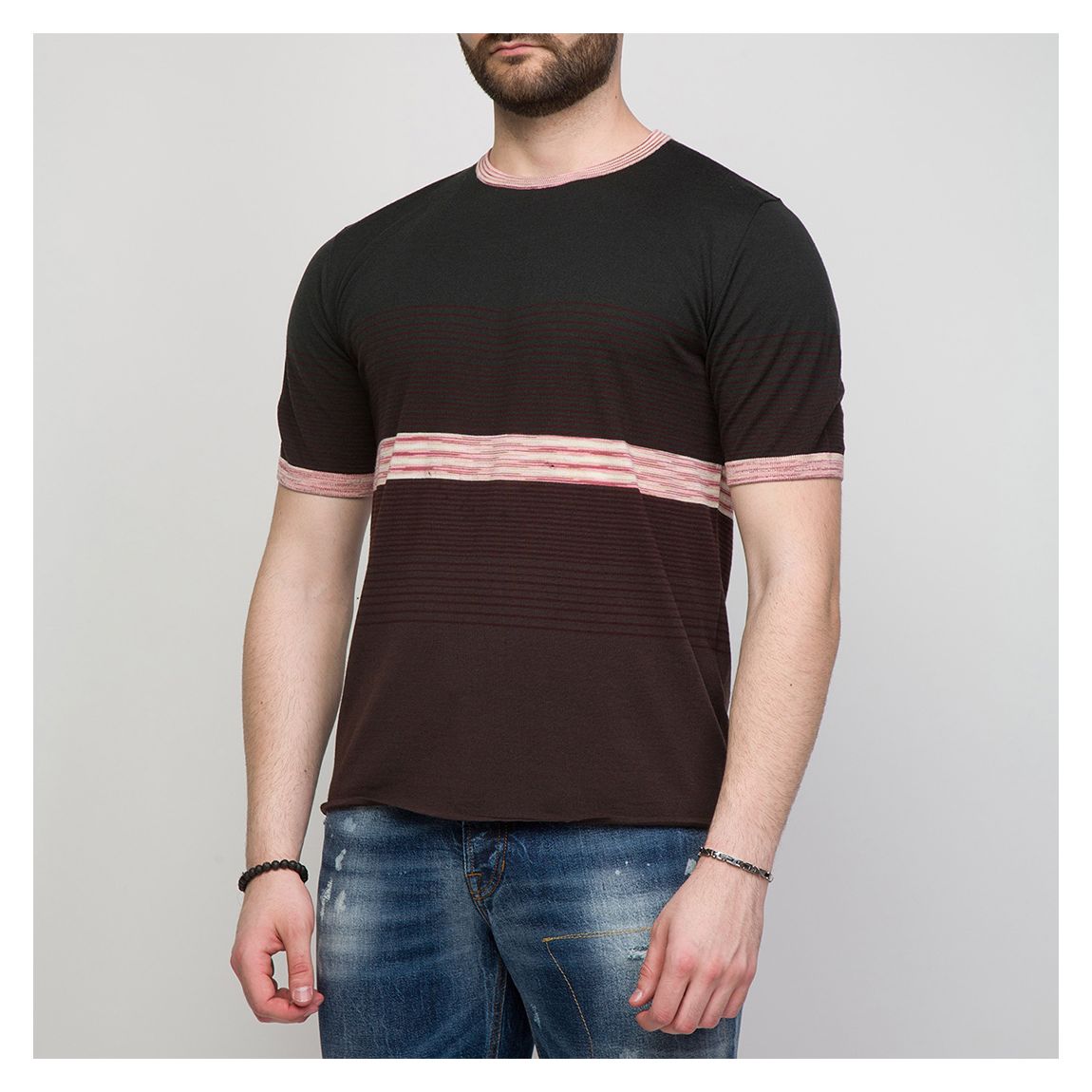 T-Shirt En Laine Noir/Bordeaux main product photo