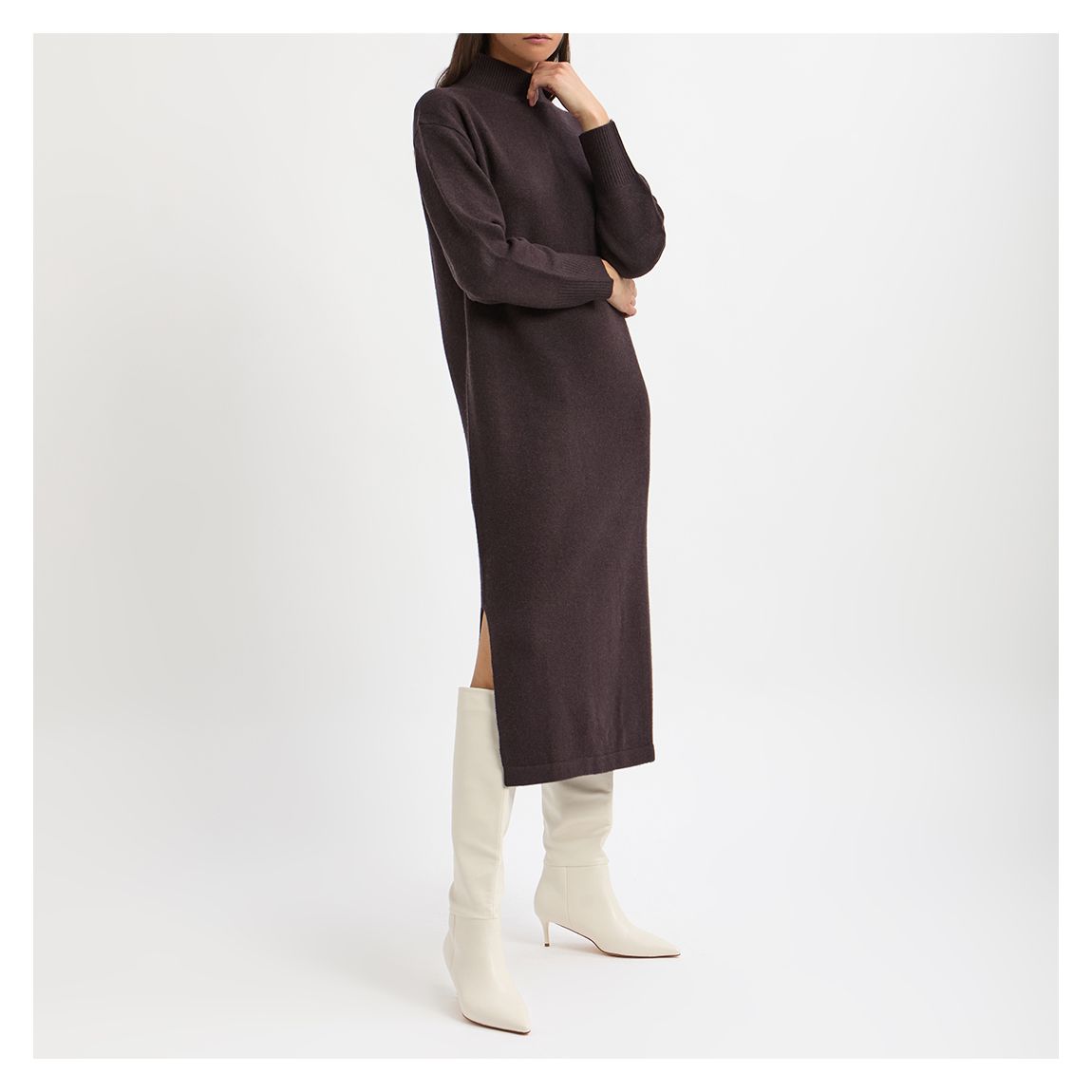 Robe En Tricot De Laine Marron main product photo
