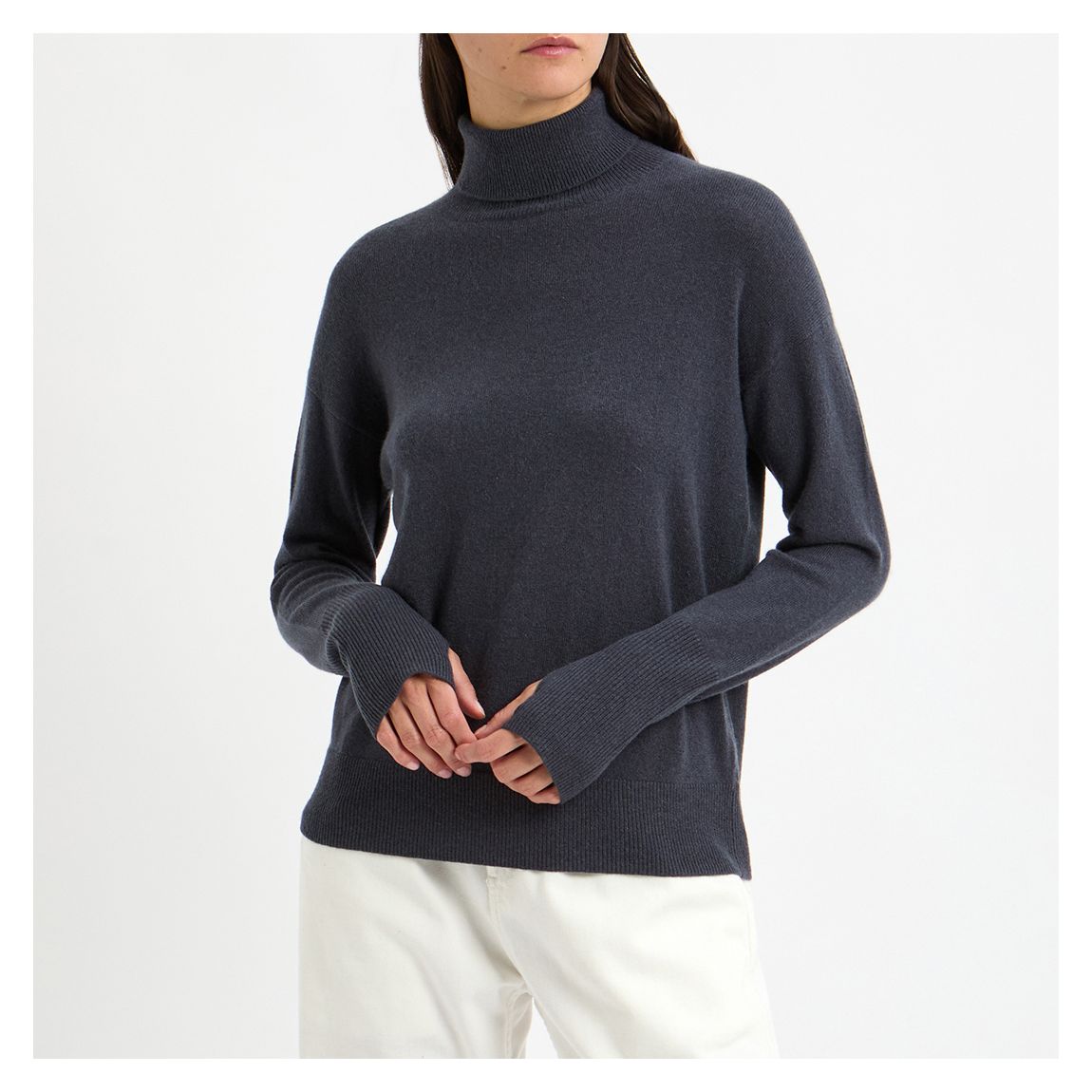 Pull À Col Polo En Cachemire Ardoise main product photo