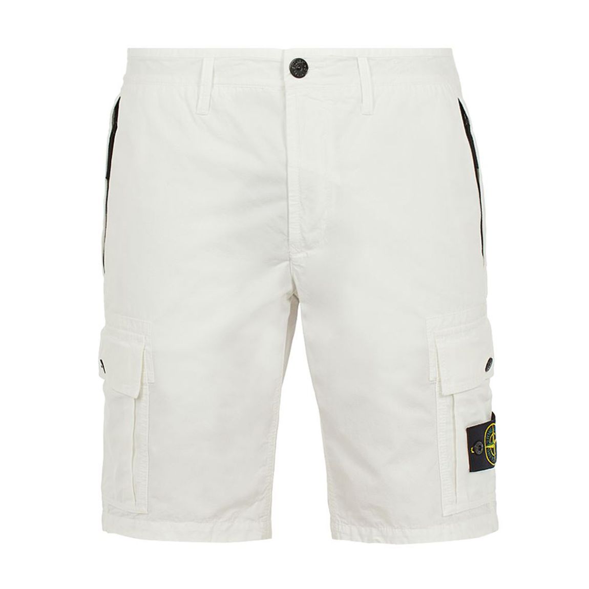 Short Blanc En Coton Brossé Teint Dans La Masse main product photo