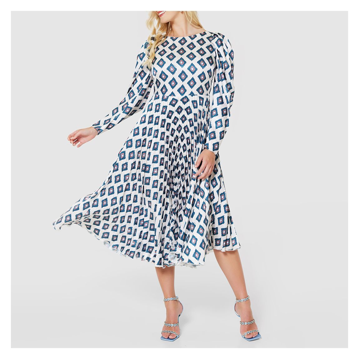 Robe Plissée À Imprimé Ivoire main product photo