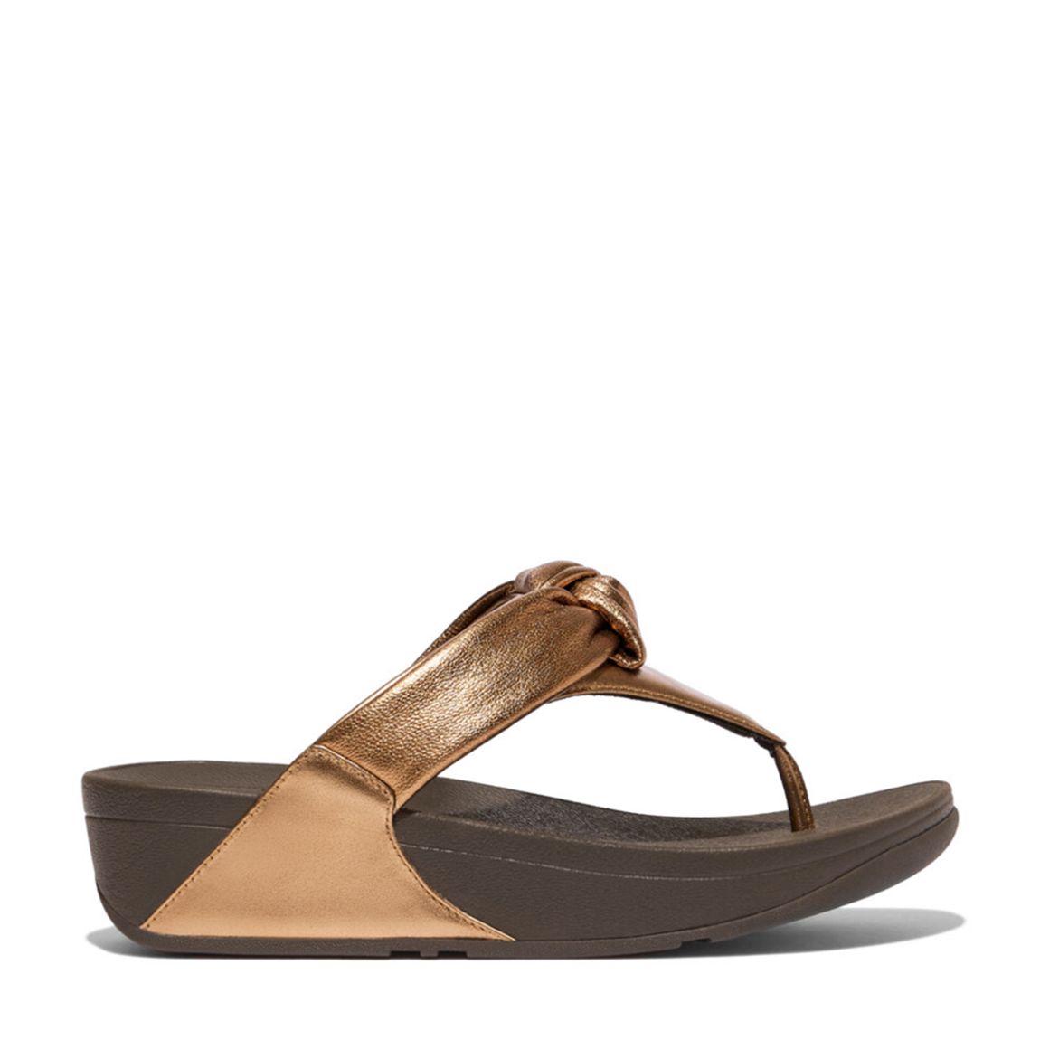 Sandales Lulu En Cuir Bronze À Nœud Rembourré main product photo