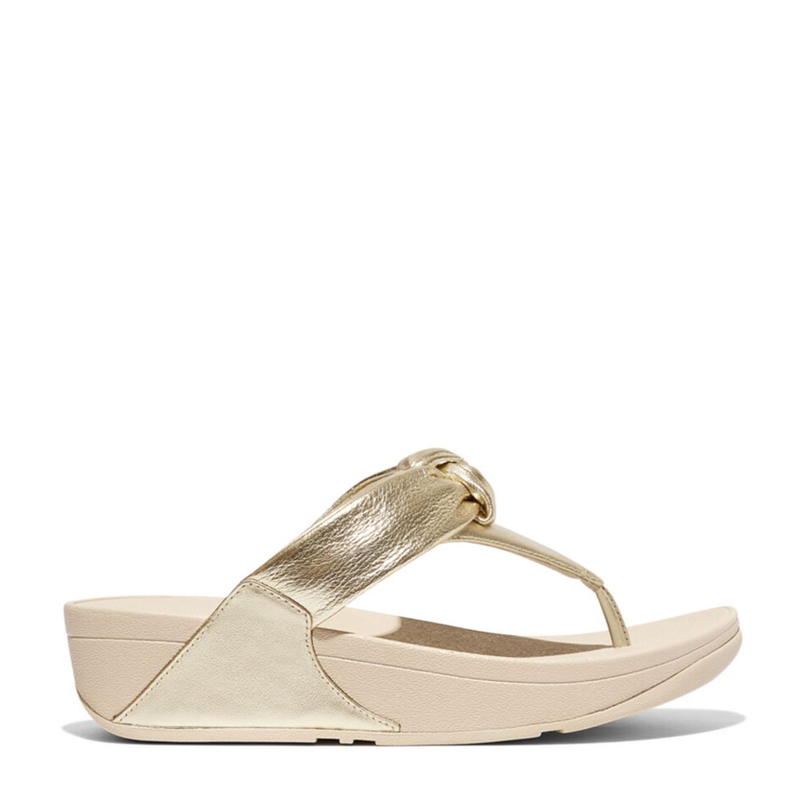 Sandales Lulu En Cuir Platino Avec Nœud Rembourré main product photo