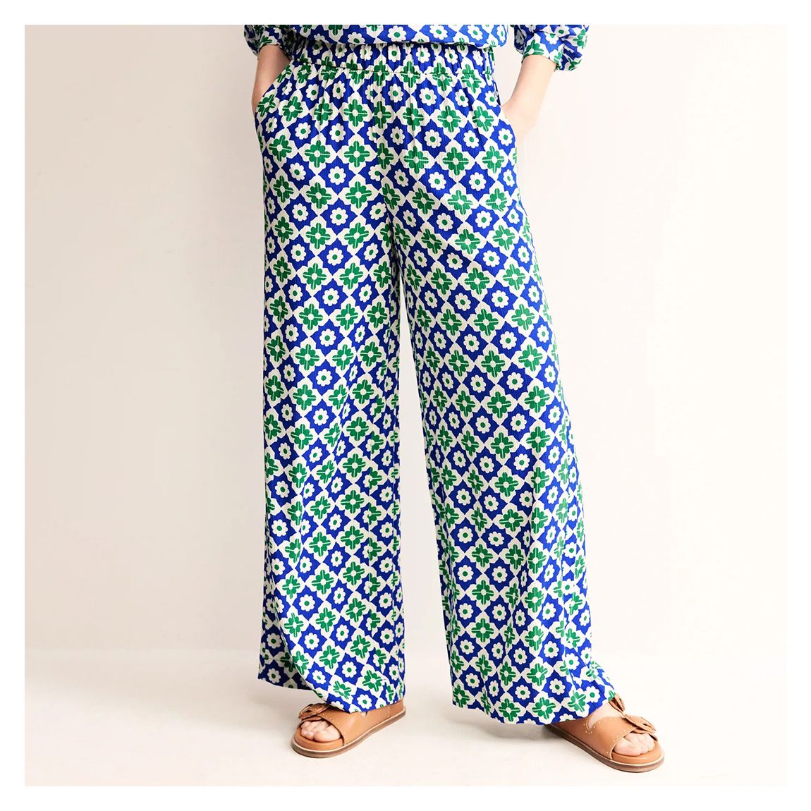 Pantalon Large Bleu/Vert main product photo