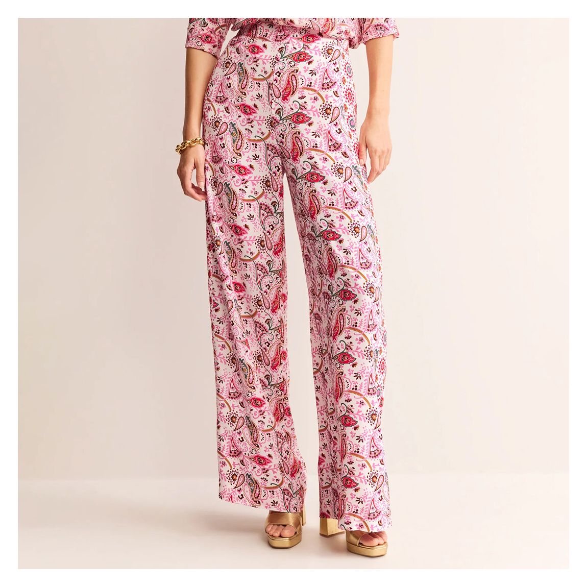Pantalon Palazzo Rose En Crêpe main product photo