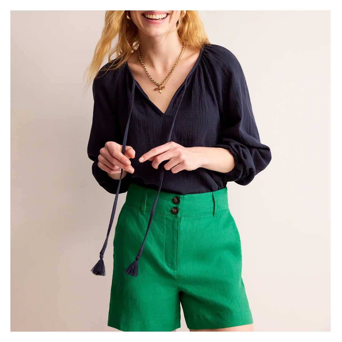 Blouse En Coton Serena Navy main product photo
