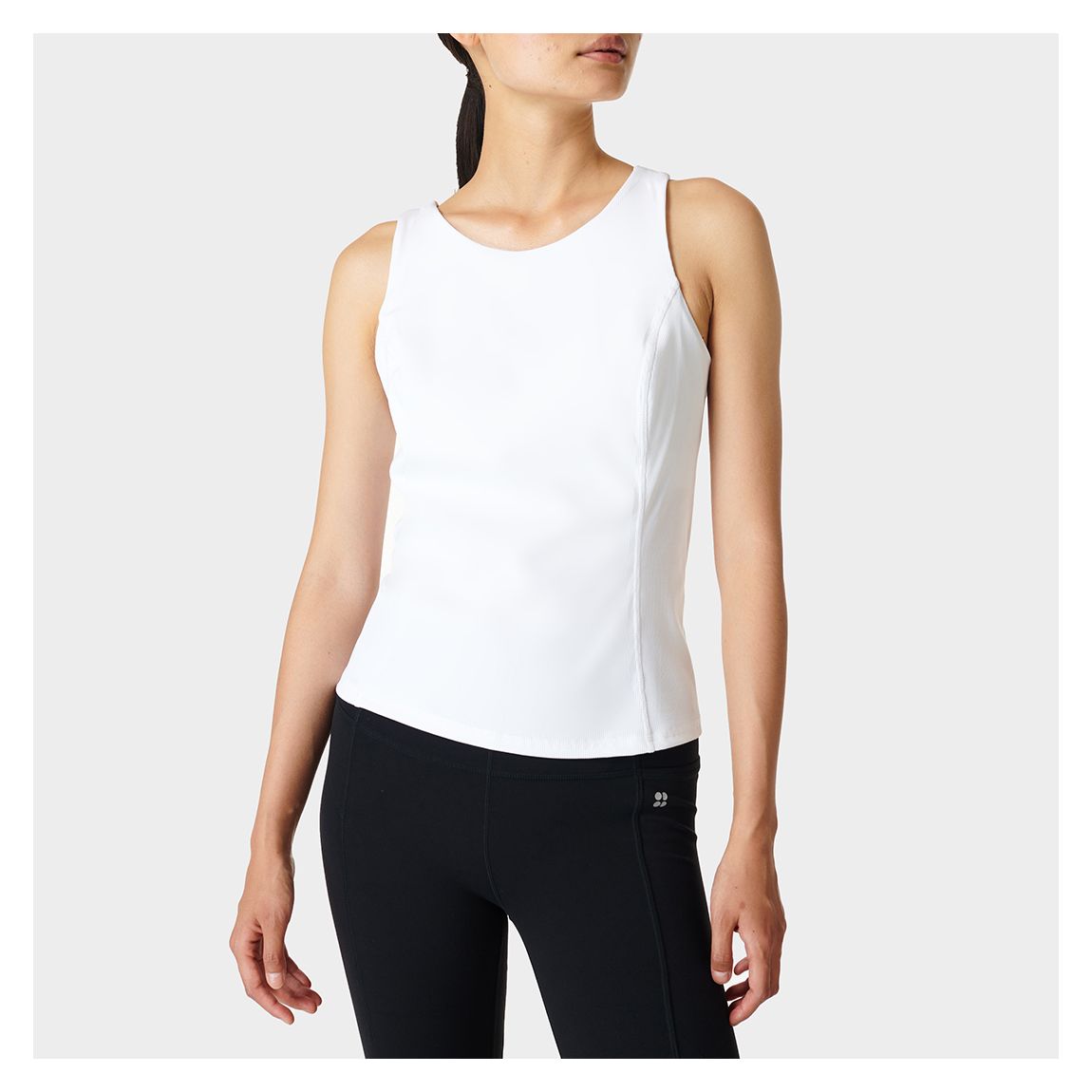 Débardeur De Yoga Blanc À Côtes Super Douces main product photo