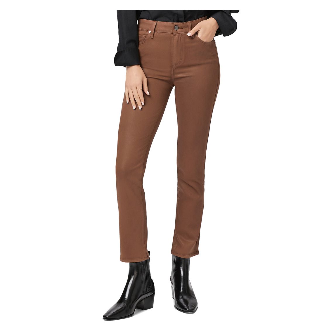 Jean Cindy Droit Enduit Marron main product photo
