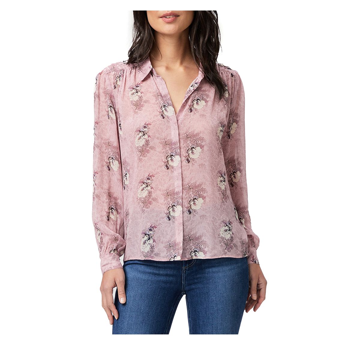 Chemise En Soie Rose À Fleurs Maryanne main product photo