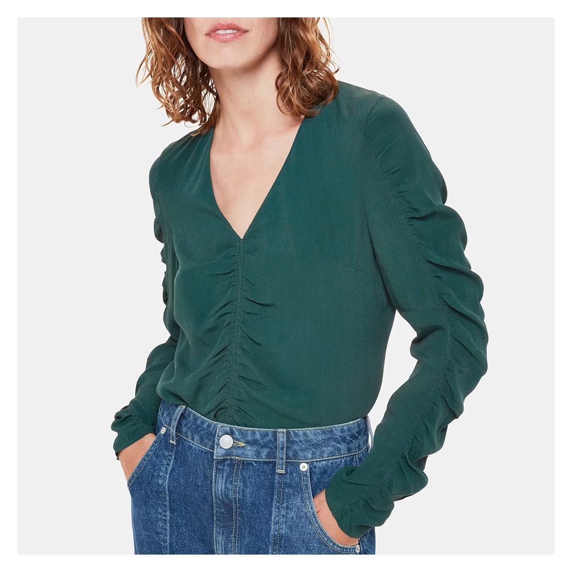 Top Lilly Vert À Fronces Sur Le Devant main product photo