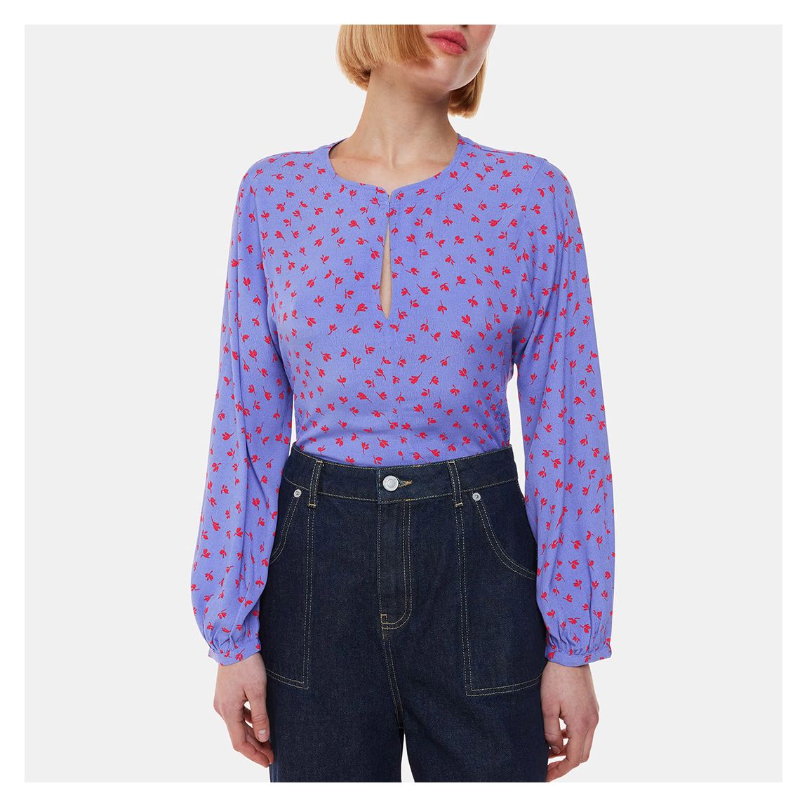 Blouse À Imprimé Floral Dispersé Violet main product photo
