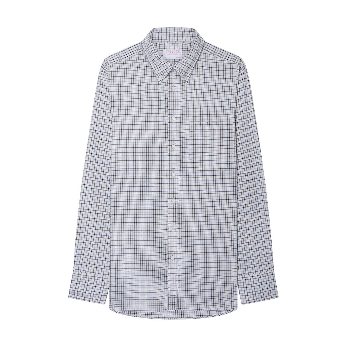 Chemise En Coton À Carreaux Brossés Multiples, Coupe Classique main product photo