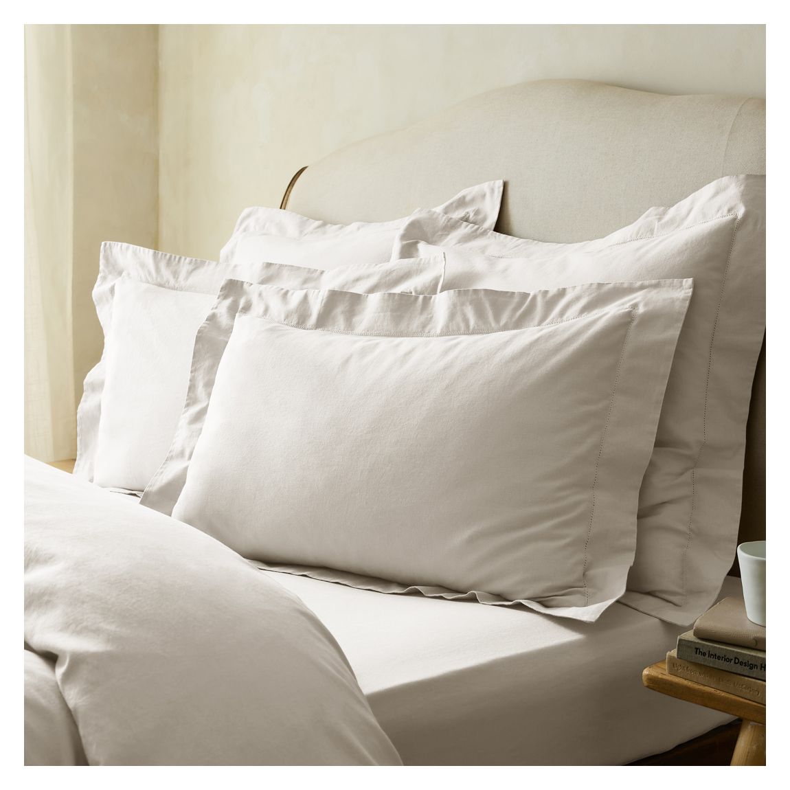 Taies D'Oreiller En Lin Oxford De Qualité Supérieure, Blanc main product photo