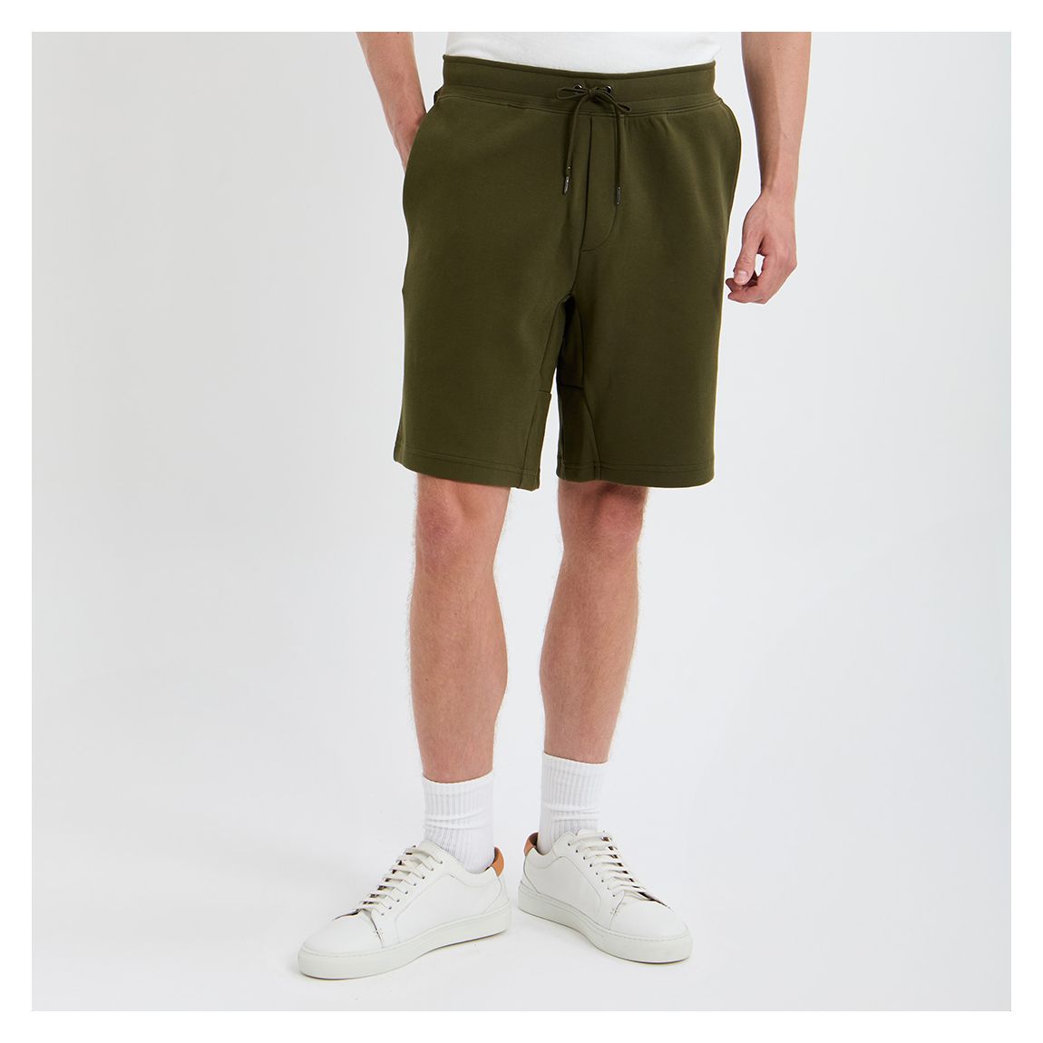 Olive Double Knit Cotton Blend Shorts main product photo