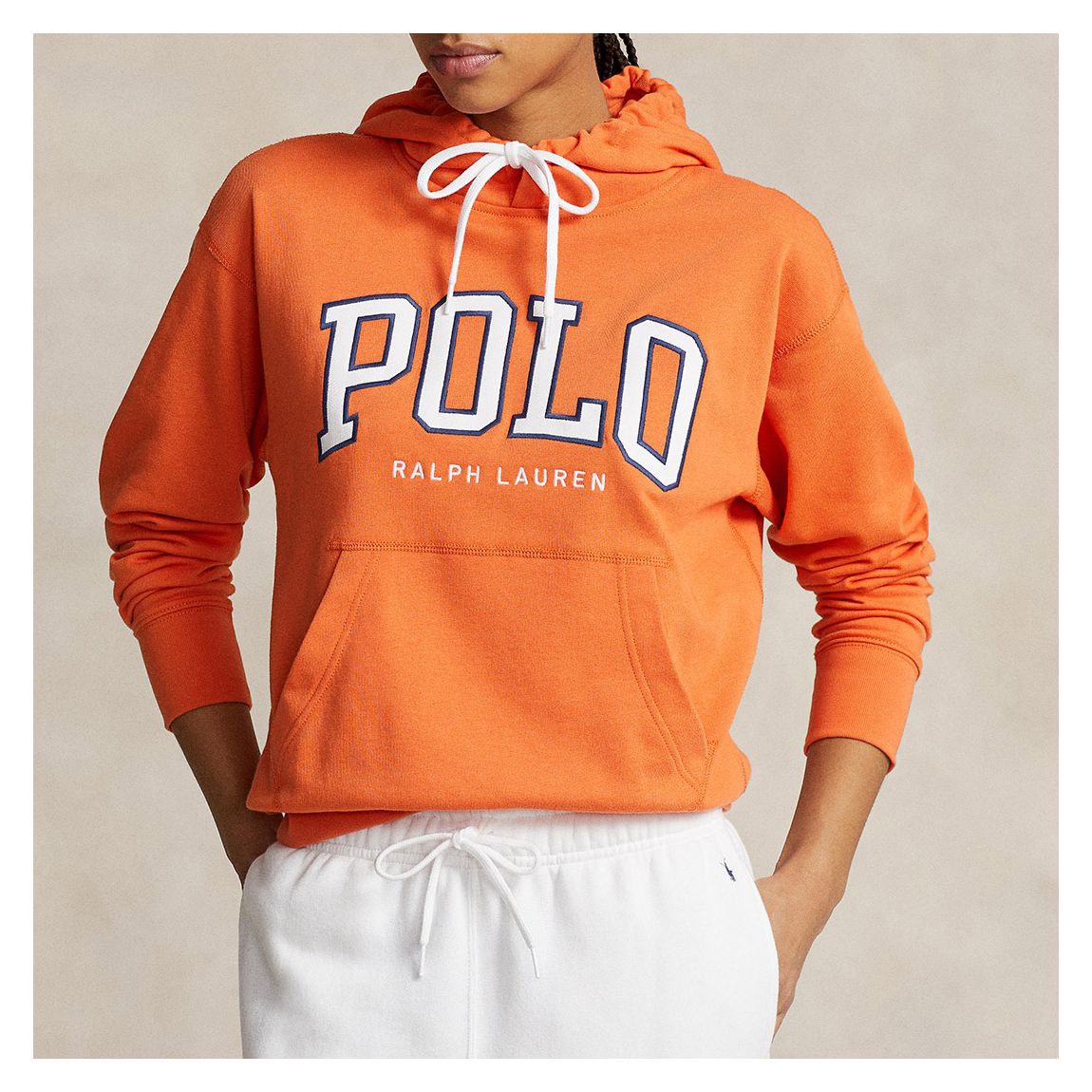Orange Terry Cotton Blend Hoodie main product photo