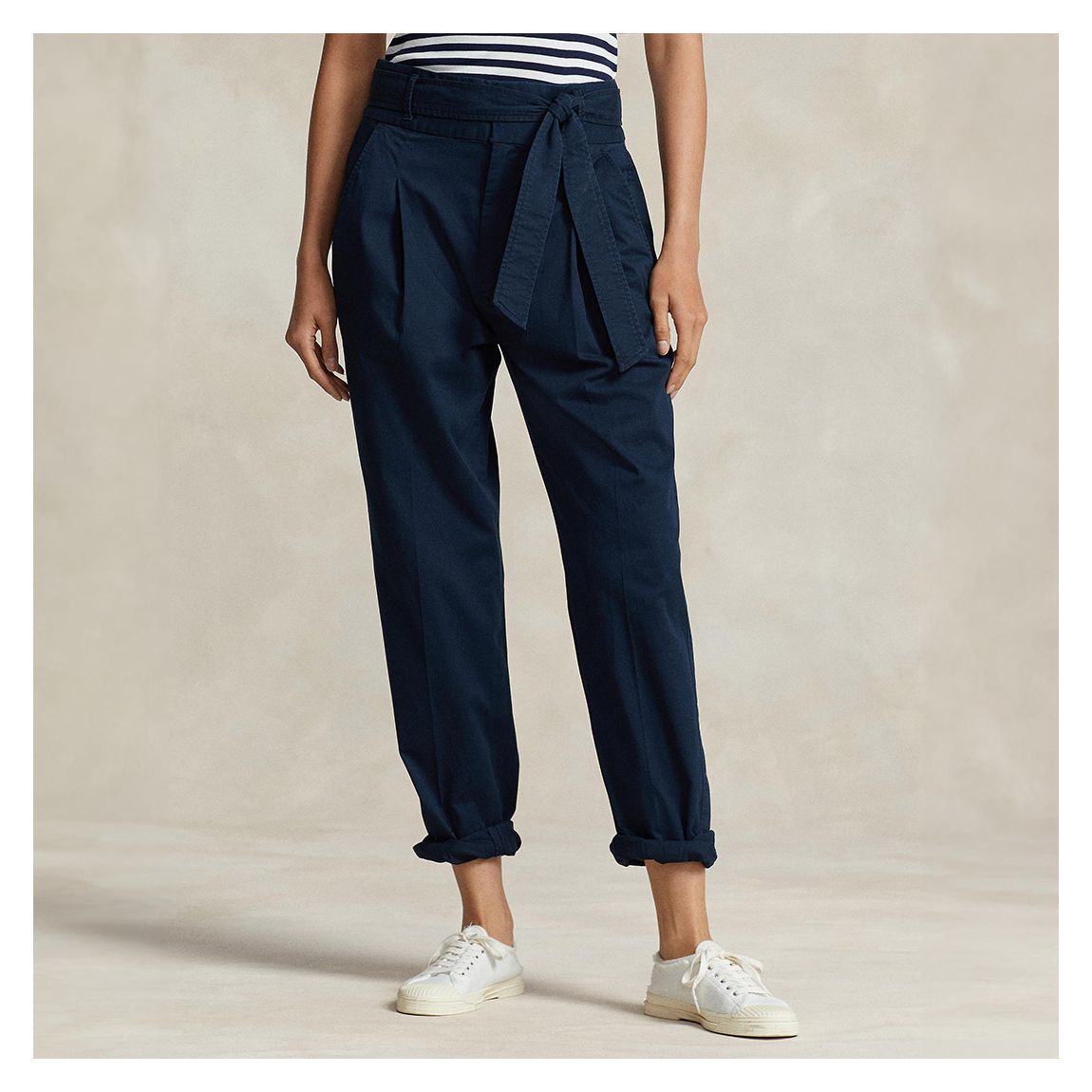 Navy Twill Cotton Blend Trousers main product photo
