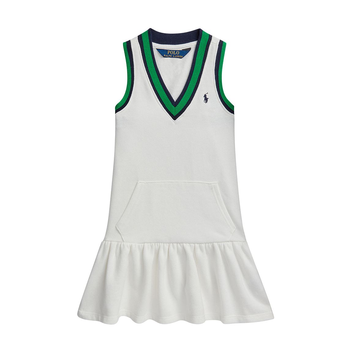 Younger Girl′s White Striped Cricket Cotton Blend Dress main product photo